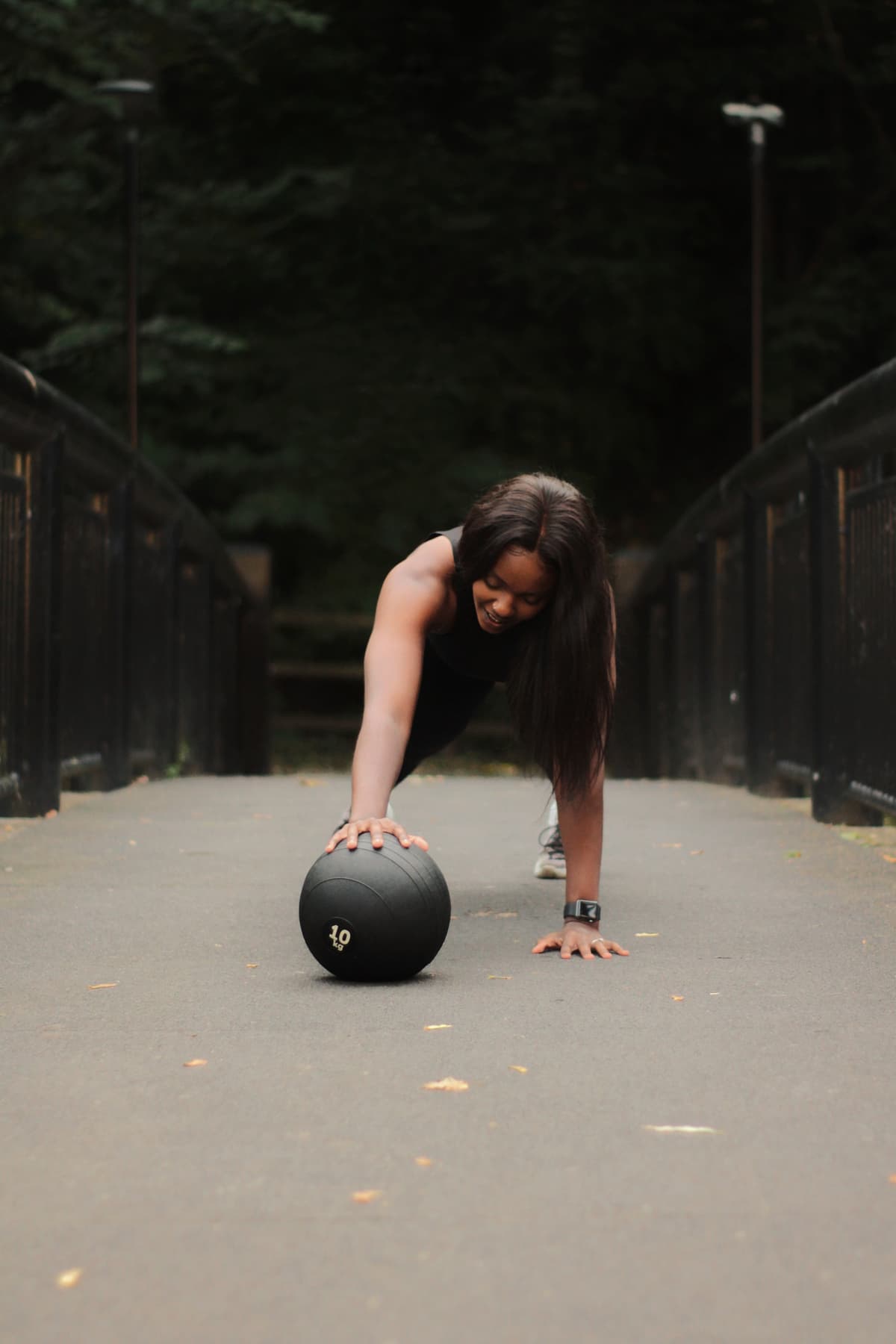 Jane training with a medicine ball